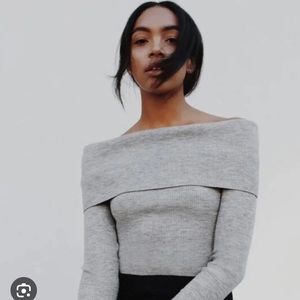 Grey off shoulder Wilfred sweater